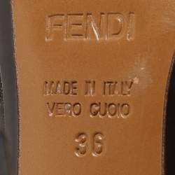 Fendi Black/Brown Leather and Striped Canvas Pequin Peep Toe Pumps Size 36 