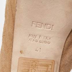 Fendi Beige Suede Fendista Bow Peep Toe Slingback Platform Pumps Size 41