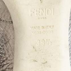 Fendi Silver/White Knit Fabric and Leather Sock Ankle Length Boots Size 38.5