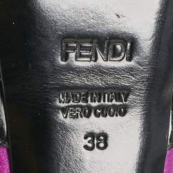 Fendi Black/Pink Patent Leather and Satin Ankle Strap Sandals Size 38