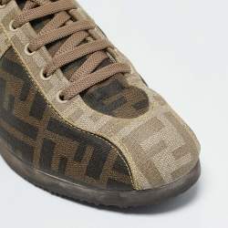 مملوكة مسبقًا حذاء رياضي فندي أف أف بالشعار رباط علوي كانفاس بني مقاس 38