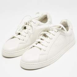 Pre Owned Fendi White Leather Lace Up Sneakers Size 36.5