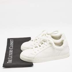 Pre Owned Fendi White Leather Lace Up Sneakers Size 36.5