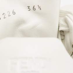 Pre Owned Fendi White Leather Lace Up Sneakers Size 36.5