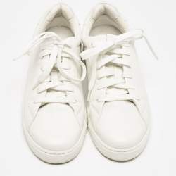 Pre Owned Fendi White Leather Lace Up Sneakers Size 36.5