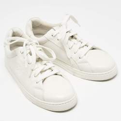 Pre Owned Fendi White Leather Lace Up Sneakers Size 36.5