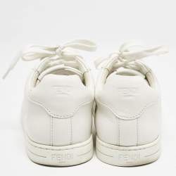 Pre Owned Fendi White Leather Lace Up Sneakers Size 36.5