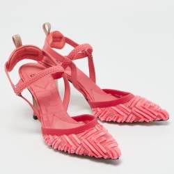 Fendi Pink FF Velvet Colibri Slingback Pumps Size 35