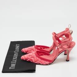 Fendi Pink FF Velvet Colibri Slingback Pumps Size 35