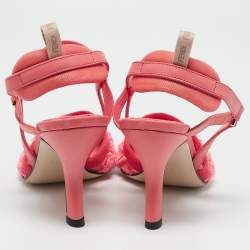 Fendi Pink FF Velvet Colibri Slingback Pumps Size 35