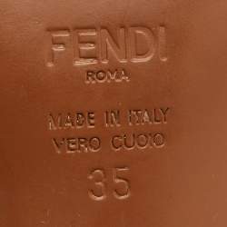 Fendi Brown/Black Zucca Mesh and Fabric Colibri Slingback Pumps Size 35