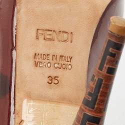 Pre Owned Fendi Burgundy Patent Leather Peep Toe Platform Pumps Size 35