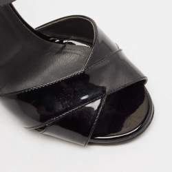 Pre Owned Fendi Black Patent Leather Ankle Strap Sandals Size 36.5