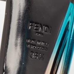 Pre Owned Fendi Black Patent Leather Ankle Strap Sandals Size 36.5