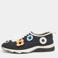 Fendi Black Neoprene Flowerland Slip On Sneakers Size 39