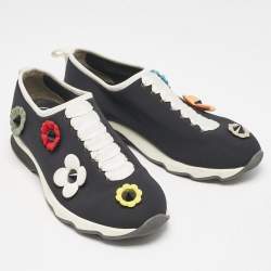 Fendi Black Neoprene Flowerland Slip On Sneakers Size 39