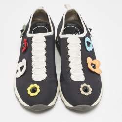 Fendi Black Neoprene Flowerland Slip On Sneakers Size 39