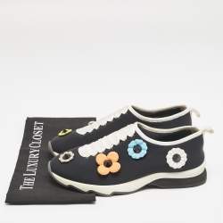 Fendi Black Neoprene Flowerland Slip On Sneakers Size 39