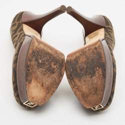 Fendi Brown Zucca Canvas Fendista Platform Pumps Size 39