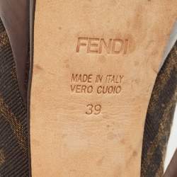 Fendi Brown Zucca Canvas Fendista Platform Pumps Size 39