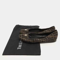 Fendi Tobacco Zucca Canvas Logo Bow Ballet Flats Size 41