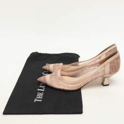 Pre Owned Fendi Beige Zucca Mesh and Leather Colibri Pointed Toe Pumps Size 40