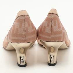 Pre Owned Fendi Beige Zucca Mesh and Leather Colibri Pointed Toe Pumps Size 40