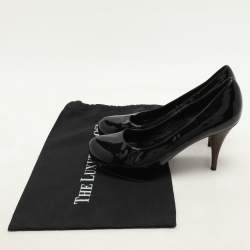 Pre Owned حذاء كعب عالي فندي جلد لمّاع أسود بكعب منصة مقاس 39