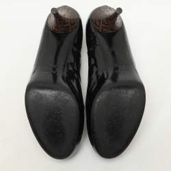 Pre Owned حذاء كعب عالي فندي جلد لمّاع أسود بكعب منصة مقاس 39