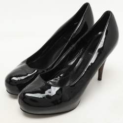 Pre Owned حذاء كعب عالي فندي جلد لمّاع أسود بكعب منصة مقاس 39