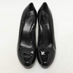 Pre Owned حذاء كعب عالي فندي جلد لمّاع أسود بكعب منصة مقاس 39