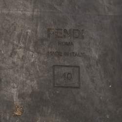 مملوكة مسبقًا Fendi Black/Green Satin FF Logo Slides Size 40