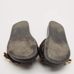 مملوكة مسبقًا Fendi Black/Green Satin FF Logo Slides Size 40