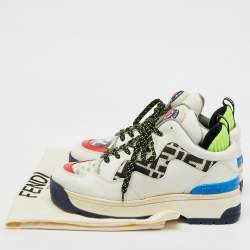 Fendi Multicolor Leather and Mesh FF Chunky Lace Up Sneakers Size 38