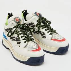 Fendi Multicolor Leather and Mesh FF Chunky Lace Up Sneakers Size 38
