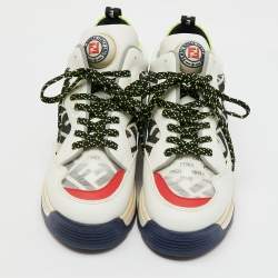 Fendi Multicolor Leather and Mesh FF Chunky Lace Up Sneakers Size 38