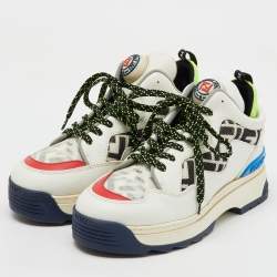 Fendi Multicolor Leather and Mesh FF Chunky Lace Up Sneakers Size 38