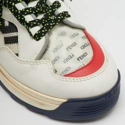 Fendi Multicolor Leather and Mesh FF Chunky Lace Up Sneakers Size 38