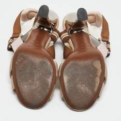 Pre Owned Fendi Multicolor Fabric Colibri Slingback Sandals Size 37.5