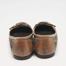 Fendi Tobacco Zucca Canvas And Patent Trim Ballet Flats Size 36.5