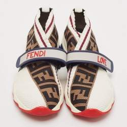 Fendi Multicolor Knit Fabric Rockoko Sneakers Size 37.5