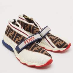Fendi Multicolor Knit Fabric Rockoko Sneakers Size 37.5