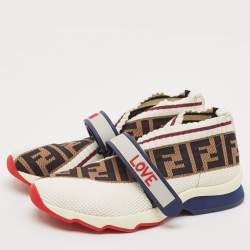 Fendi Multicolor Knit Fabric Rockoko Sneakers Size 37.5