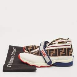 Fendi Multicolor Knit Fabric Rockoko Sneakers Size 37.5