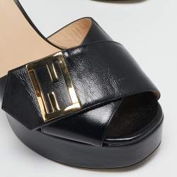 Fendi Black Leather Promenade Ankle Strap Sandals Size 39