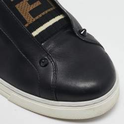 Fendi Black Leather Rocko Click Slip On Sneakers Size 38