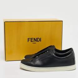 Fendi Black Leather Rocko Click Slip On Sneakers Size 38