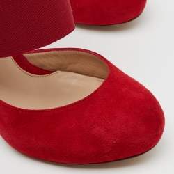 Fendi Red Suede and Stretch Band Ankle Platform Sandals Size 40