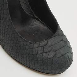 Fendi Dark Grey Python Embossed Leather Superstar Platform Pumps Size 38