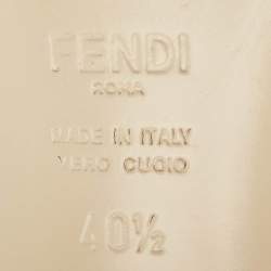 Pre Owned Fendi Brown/Black Leather and Raffia FF Slide Sandals Size 40.5